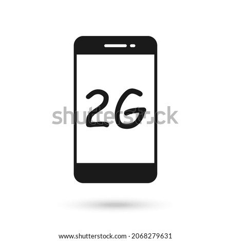 Mobile phone flat design icon with 2g communication technology symbol