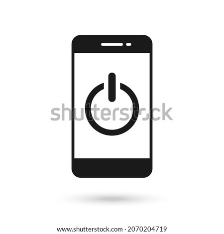 Mobile phone flat design icon with power on off icon