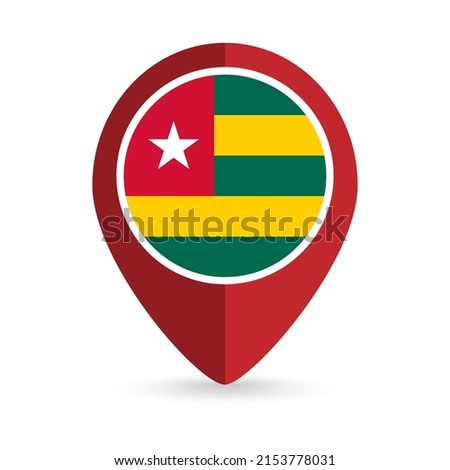 Map pointer with contry Togo. Togo flag. Vector illustration.