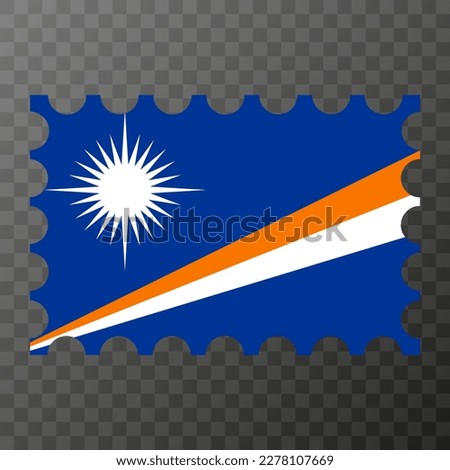 Postage stamp with Marshall Islands flag. Vector illustration.