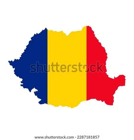 Romania map with flag. Vector illustration.