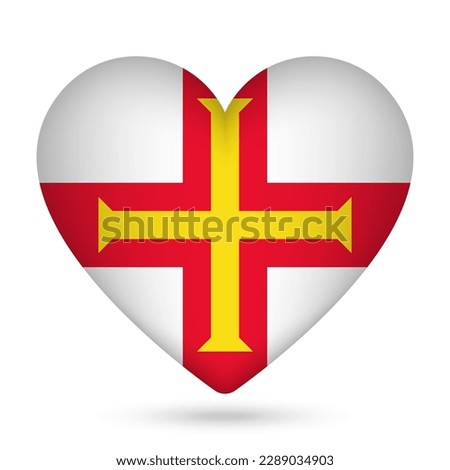 Guernsey flag in heart shape. Vector illustration.