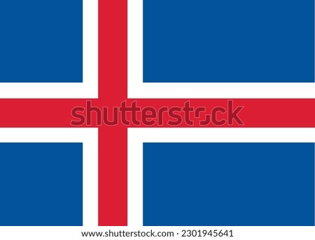 Iceland flag, official colors and proportion. Vector illustration.