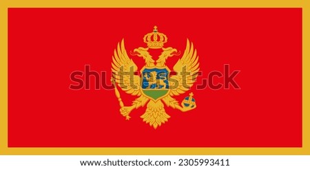 Montenegro flag, official colors and proportion. Vector illustration.