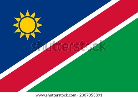 Namibia flag, official colors and proportion. Vector illustration.