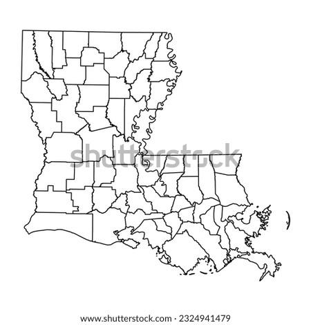 Louisiana state map with counties. Vector illustration.