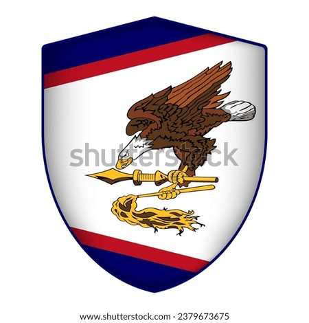 American Samoa flag in shield shape. Vector illustration.