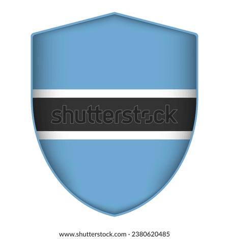 Botswana flag in shield shape. Vector illustration.