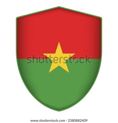 Burkina Faso flag in shield shape. Vector illustration.