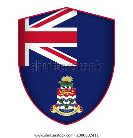 Cayman Islands flag in shield shape. Vector illustration.