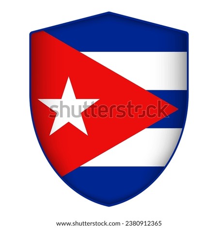 Cuba flag in shield shape. Vector illustration.