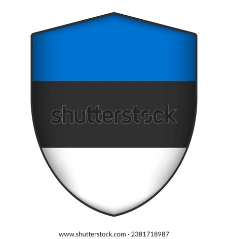 Estonia flag in shield shape. Vector illustration.