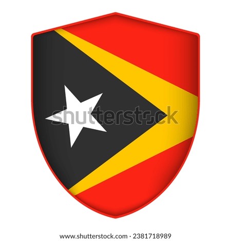 East Timor flag in shield shape. Vector illustration.