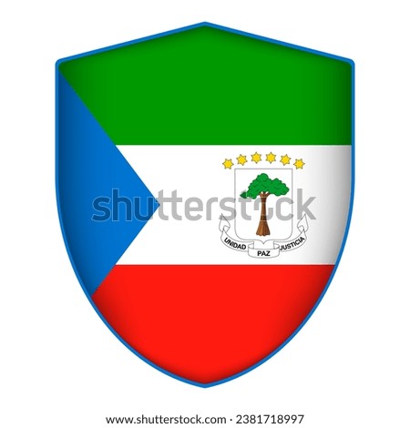 Equatorial Guinea flag in shield shape. Vector illustration.