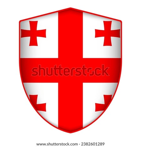 Georgia flag in shield shape. Vector illustration.