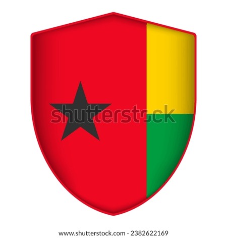 Guinea Bissau flag in shield shape. Vector illustration.