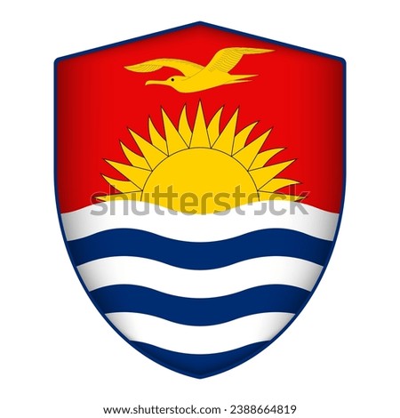 Kiribati flag in shield shape. Vector illustration.