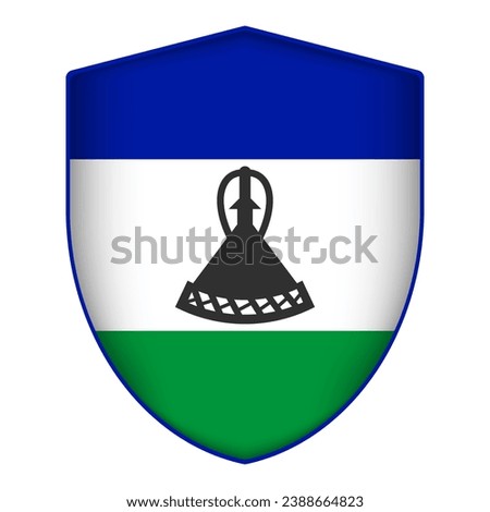 Lesotho flag in shield shape. Vector illustration.