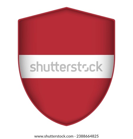 Latvia flag in shield shape. Vector illustration.