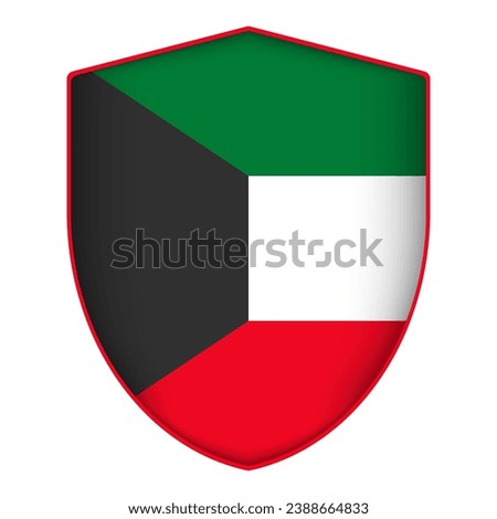 Kuwait flag in shield shape. Vector illustration.