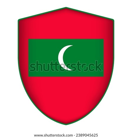 Maldives flag in shield shape. Vector illustration.