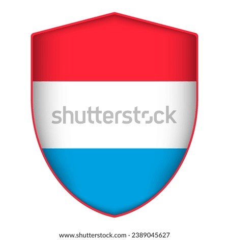 Luxembourg flag in shield shape. Vector illustration.