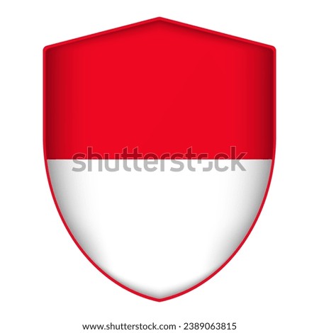Monaco flag in shield shape. Vector illustration.