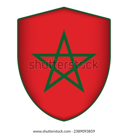 Morocco flag in shield shape. Vector illustration.