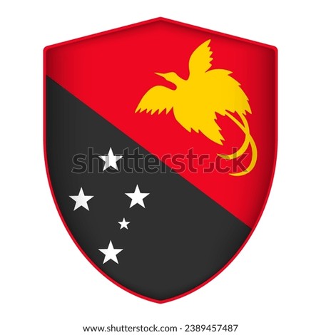 Papua New Guinea flag in shield shape. Vector illustration.