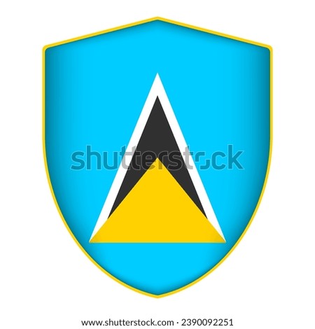 Saint Lucia flag in shield shape. Vector illustration.