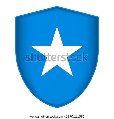Somalia Islands flag in shield shape. Vector illustration.