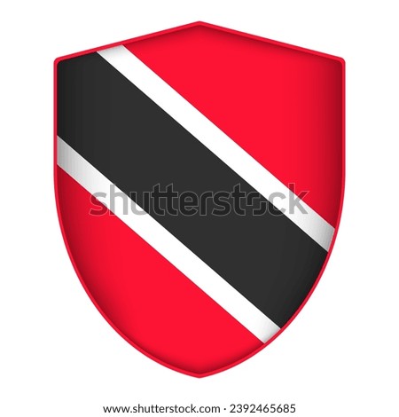 Trinidad and Tobago flag in shield shape. Vector illustration.