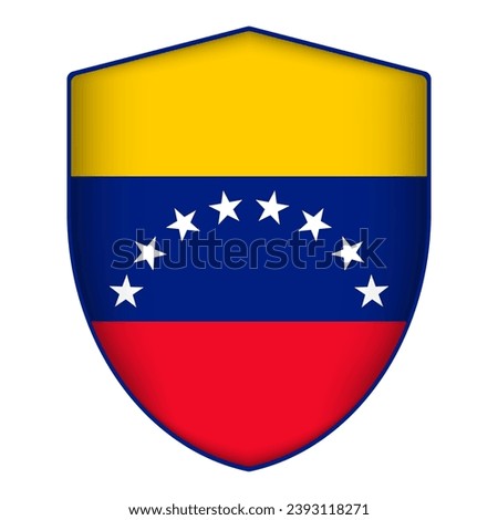 Venezuela flag in shield shape. Vector illustration.