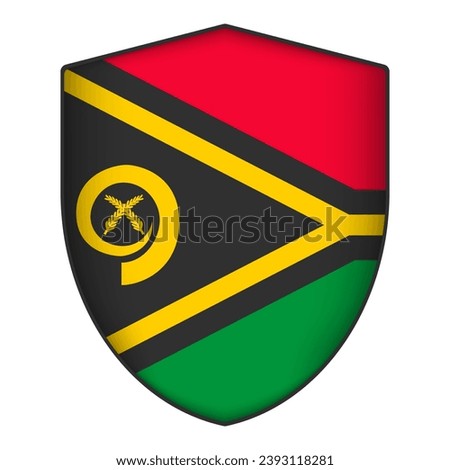 Vanuatu flag in shield shape. Vector illustration.