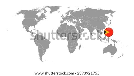 Pin map with East Timor flag on world map. Vector illustration.