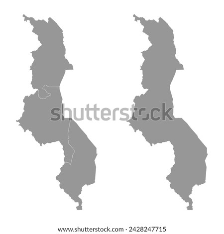 Malawi map with administrative divisions. Vector illustration.