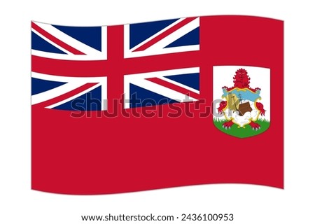 Waving flag of the country Bermuda. Vector illustration.