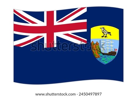 Waving flag of the country Saint Helena, Ascension and Tristan da Cunha. Vector illustration.