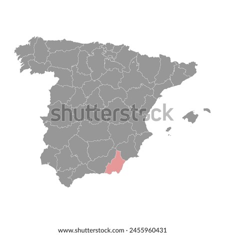 Map of the Province of a Almeria, administrative division of Spain. Vector illustration.