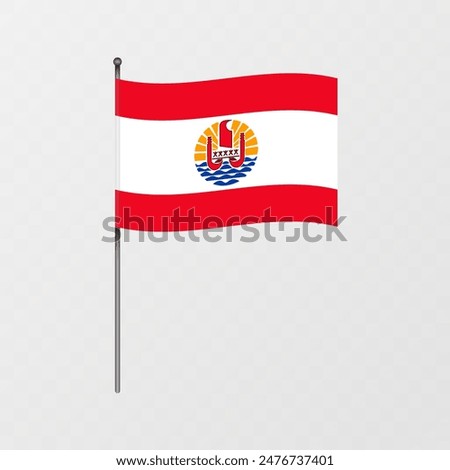 French Polynesia flag on flagpole. Vector illustration.