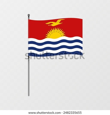 Kiribati flag on flagpole. Vector illustration.