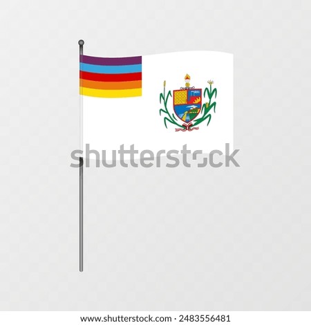 Department of La Libertad flag on flagpole. Vector illustration.