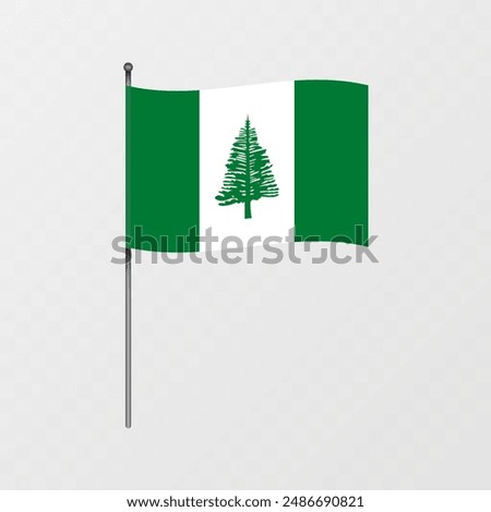 Norfolk Island flag on flagpole. Vector illustration.