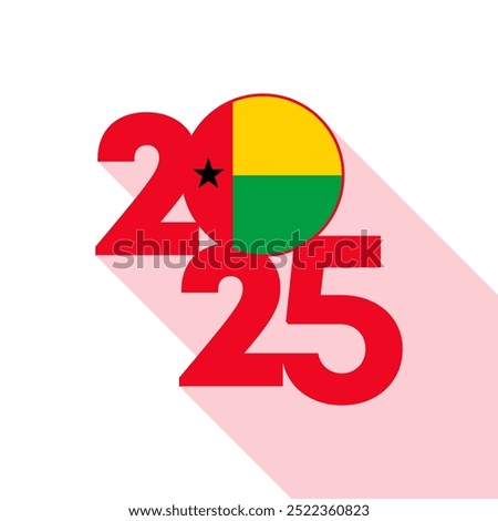 2025 banner with Guinea Bissau flag inside. Vector illustration.