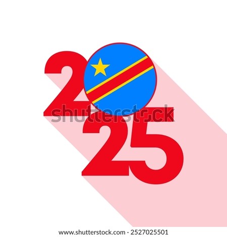 2025 banner with Republic Congo flag inside. Vector illustration.