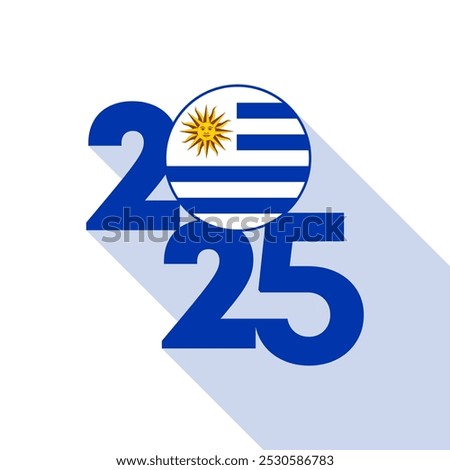 2025 banner with Uruguay flag inside. Vector illustration.