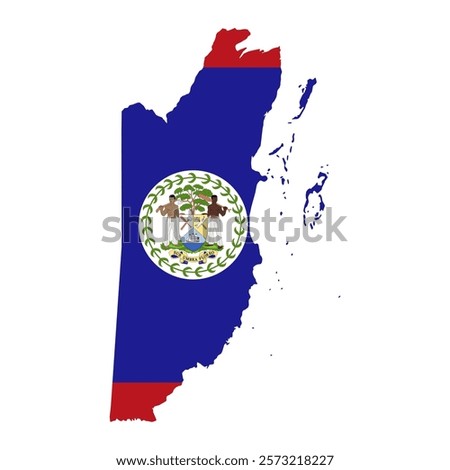 Belize map silhouette with flag on white background