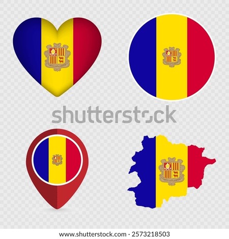 Andorra Flag Icons Pack. Vector illustration.