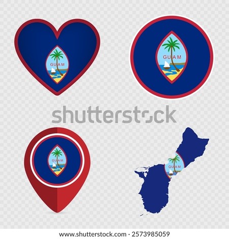 Guam Flag Icons Pack. Vector illustration.