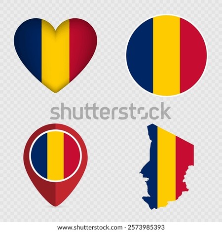 Chad Flag Icons Pack. Vector illustration.